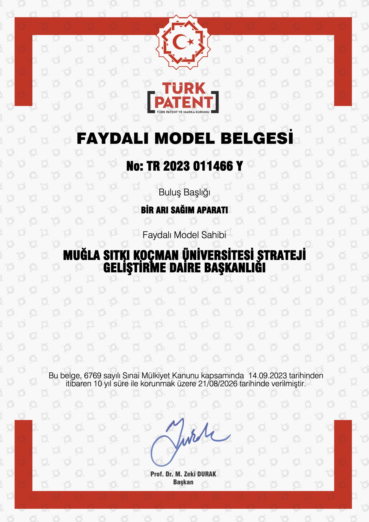 ?? Yeni Faydalı Model Tescili! ??