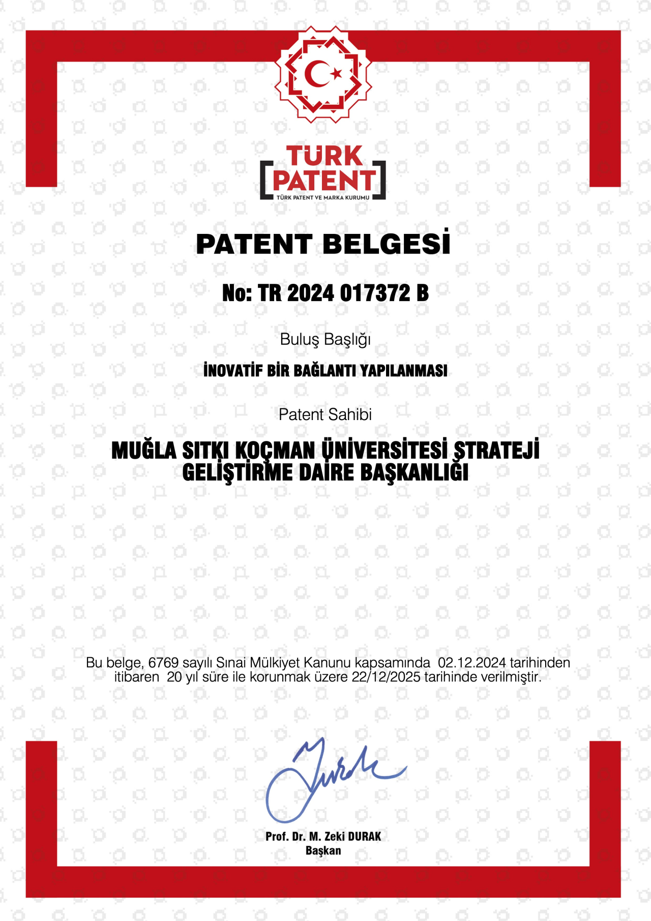 ?? Yeni Ulusal Patent Tescili! ????